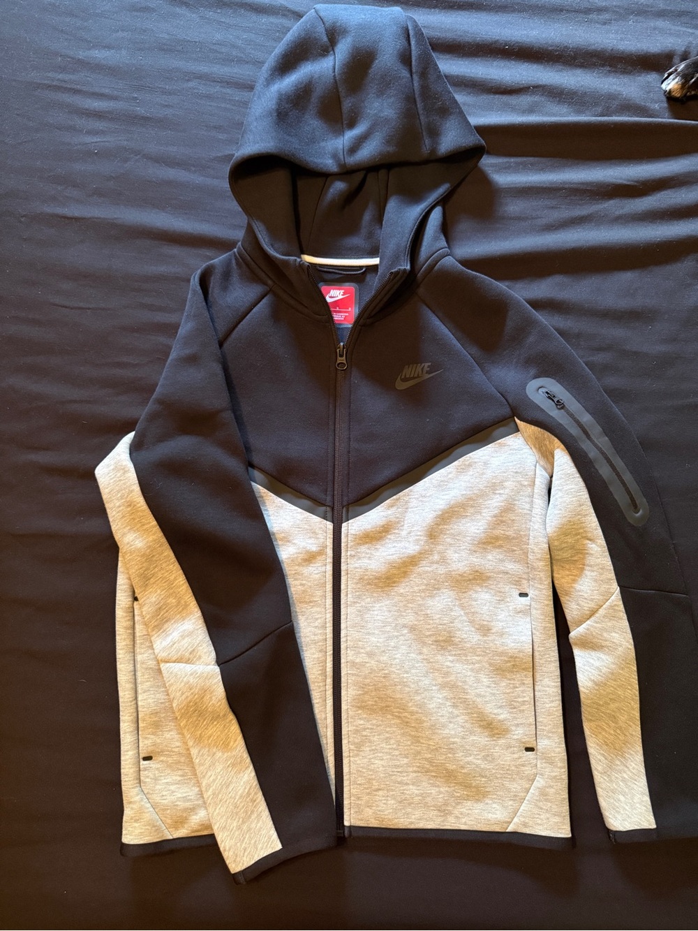 Nike Boy’s Black & Light Gray Tech Fleece Zip Hoodie